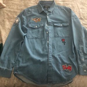 Forever 21 light blue with patches